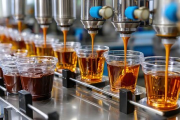 Automated filling process in beverage production with clear cups