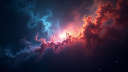 A stunning, vibrant cosmic nebula radiates a kaleidoscope of colors, with shades of electric blue, hot pink, and citrusy orange, swirled together in a mesmerizing dance of interstellar gas and dust.