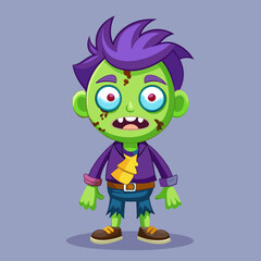 Cute Cartoon Zombie Boy Character Design for Halloween