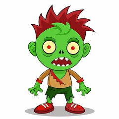 Cute Cartoon Zombie Character Design for Halloween