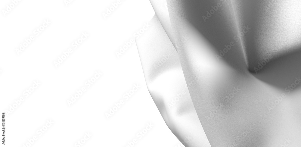 Poster close-up of a white fabric drape, showcasing its texture and folds. the fabric is illuminated by a s