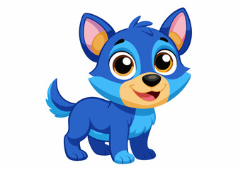 Adorable Cartoon Blue Puppy Dog Character Illustration