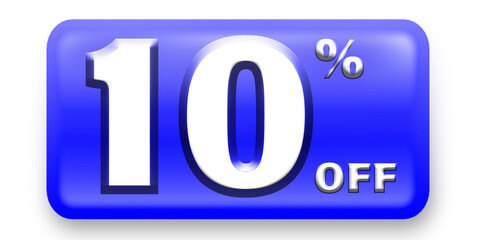 10% Off Discount Label Icon in blue color for different marketing and social media
