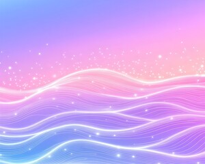 Abstract wavy background with sparkling lights and a gradient of pink, blue, and purple