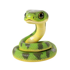 Fototapeta premium A coiled green snake toy on transparent background