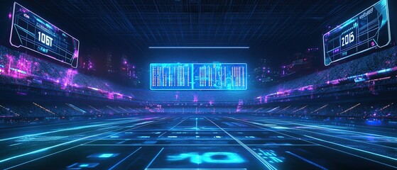 Futuristic Arena with Digital Scoreboards