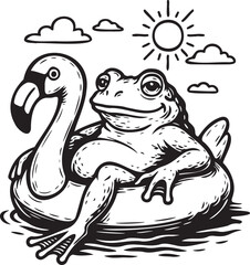 hand drawn illustration of a summer frog