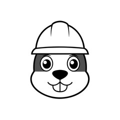 Fototapeta premium Beaver builder head with helmet