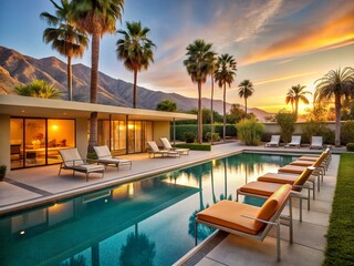 Fototapeta premium Palm Springs Boutique Hotel: Desert Chic & Modern Luxury
