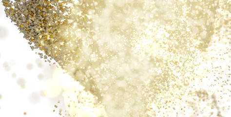 Abstract background of gold and white particles exploding. Perfect for celebration, luxury, and elegance.
