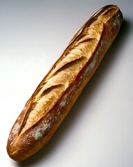 Freshly Baked Artisan Baguette on Minimalist Background Ready for Culinary Use or Display