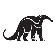 Minimal anteater silhouette vector featuring clean, soft curves – anteater silhouette – anteater vector – anteater illustration – silhouette of anteater – anteater icon

