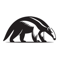 Graphic-ready anteater silhouette with clear vector outlines – anteater silhouette – anteater vector – anteater illustration – silhouette of anteater – anteater icon

