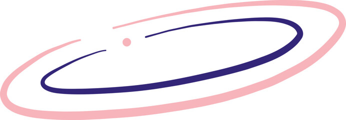 Tilted Abstract Oval Line Art with Dots