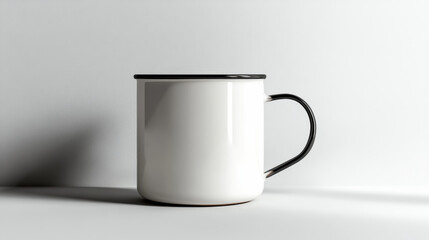 Obraz premium High-resolution mockup of a blank enamel mug on a white background, ideal for branding purposes