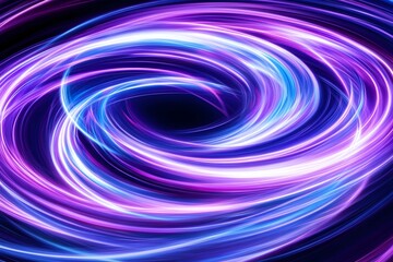 Abstract swirl of blue and purple light against a black background