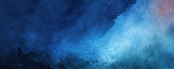 Obraz premium Abstract watercolor landscape concept. Vibrant abstract blue texture with hints of gold accents.