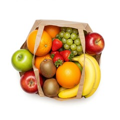 shopping bag with groceries isolated