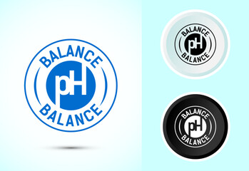 PH balance icon design illustration. Neutral PH balance icon sign, Free acidity concept symbol in color, black and white