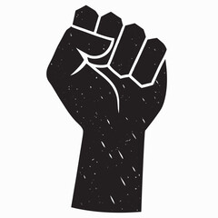 fist held high in protest grunge silhouette
