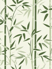 abstract vector pattern of bamboo stalks and leaves in a seamless horizontal layout