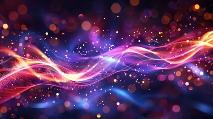 Fototapeta premium Abstract image featuring swirling light patterns with bokeh effects and sparkling particles