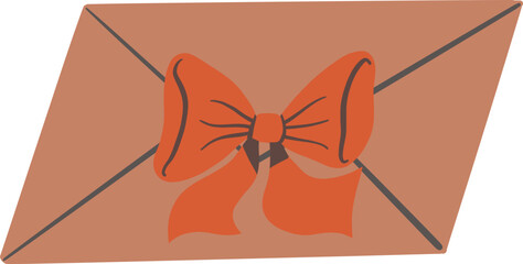 Hand Drawn Brown Envelope Adorned with Ribbon