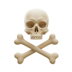 Skull and crossbones danger pirate halloween symbol isolated on white background