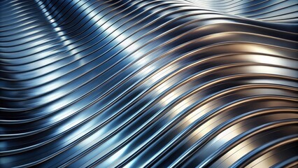 Abstract Metallic Wave Pattern  Sleek, Curving Lines and Reflective Surface
