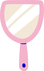 Hand Drawn Handheld Mirror with Pink Frame for Beauty and Decor