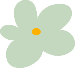 Hand Drawn Green Five-Petal Flower for Decorative Designs