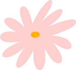 Hand Drawn Light Pink Daisy Flower with Yellow Center for Soft Patterns