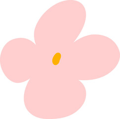 Hand Drawn Pale Pink Five-Petal Flower with Orange Center for Soft Themes
