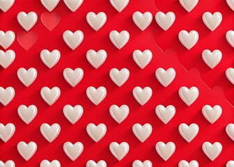 Red Valentine's Day Background with White Hearts - Romantic Love Banner