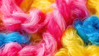 Fototapeta premium Vibrant colorful yarn texture. Close-up view of intricately woven, multicolored threads