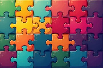 Obraz premium Interlocking puzzle pieces, single line art style , simple, shape