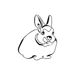 Continuous one line drawing of bunny. Cute rabbit silhouette with ears in simple minimalistic style Vector illustration