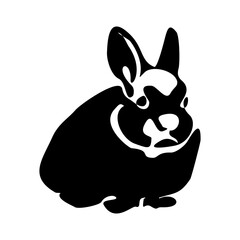 Rabbit silhouette. Easter Bunny. Isolated on white background. A simple black icon of hare