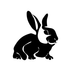 Rabbit silhouette. Easter Bunny. Isolated on white background. A simple black icon of hare