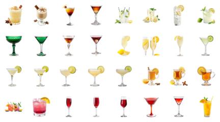 Variety of Alcoholic Cocktails Drinks
