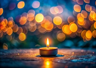 Serene Candlelight: Tilt-Shift Meditation & Introspection Stock Photo