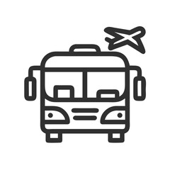 Airport Shuttle Bus Transportation Icon, Public Transportation Vector, Airport Transfer