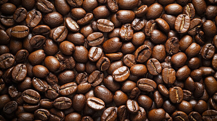Obraz premium Roasted coffee beans up close, photographed in Barcelona to highlight their rich texture