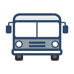 Blue Bus Illustration, Public Transportation Icon, Vehicle Graphic on Black Background