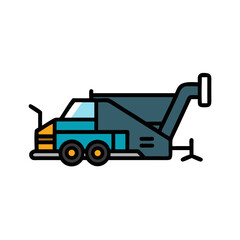 Vector Illustration of an Asphalt Paver Vehicle on Black Background