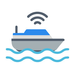 Connected Boat Icon: Smart Technology for Maritime Transportation and Navigation