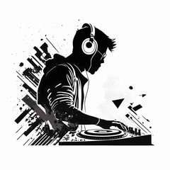 Obraz premium minimalist vector logo silhouette of DJ