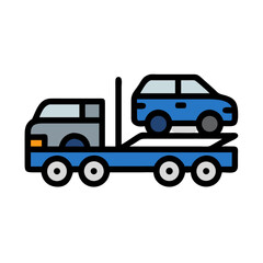 Car Carrier Truck Icon: Auto Transport, Towing Services and Roadside Assistance