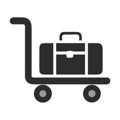 Luggage Cart Icon: Suitcase on Hand Truck, Airport Baggage Illustration