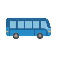 Blue Bus Icon Illustration on Black Background, School Bus, Public Transport